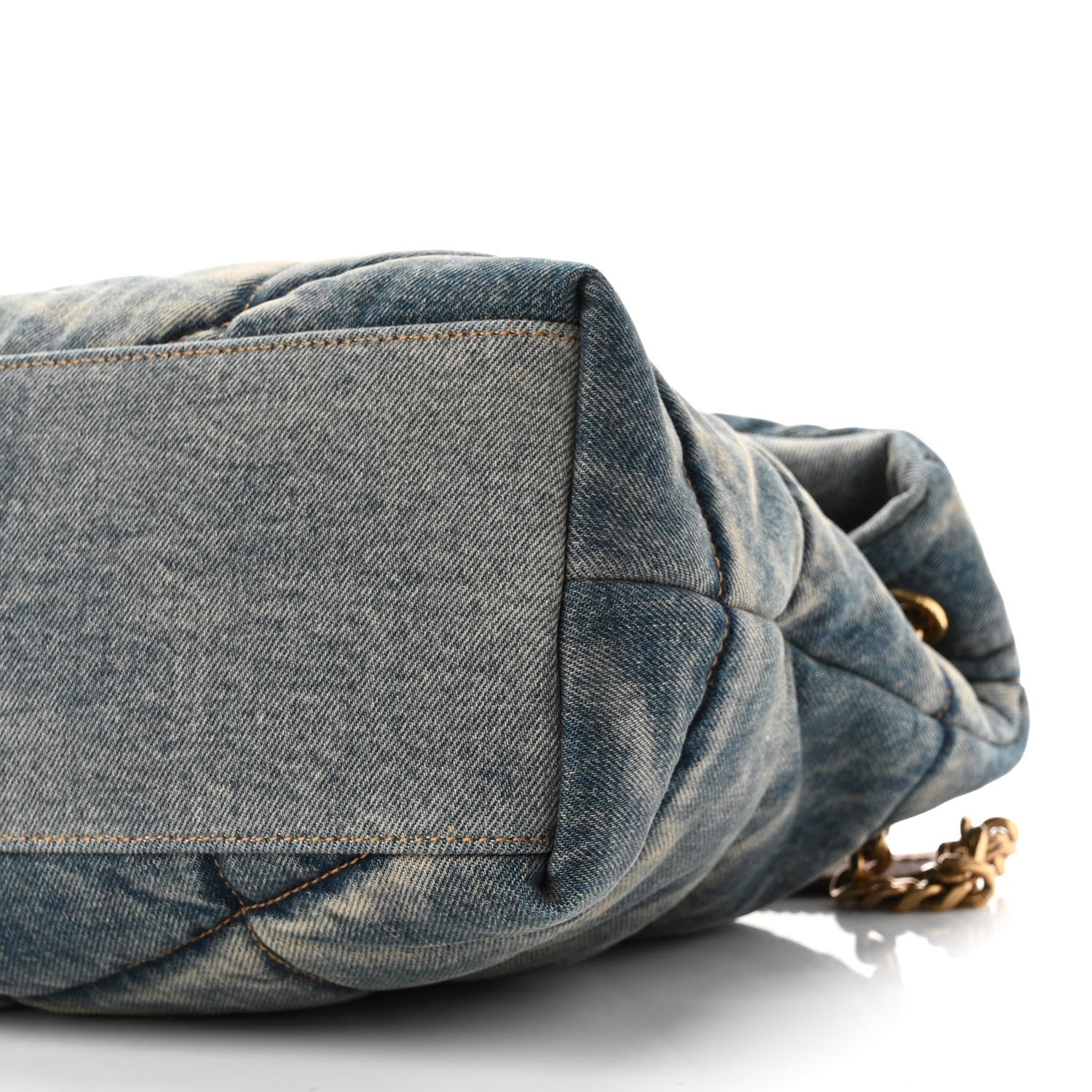 Saint Laurent Denim Quilted Medium Loulou Puffer Monogram Chain Satchel Blue Cinnamon 9 of 9