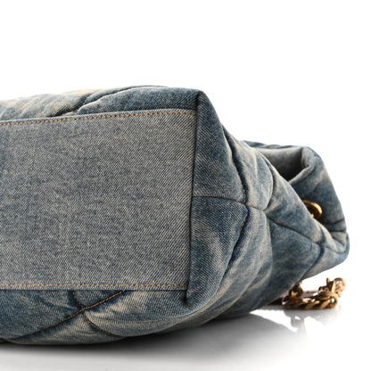 Saint Laurent Denim Quilted Medium Loulou Puffer Monogram Chain Satchel Blue Cinnamon 9 of 9