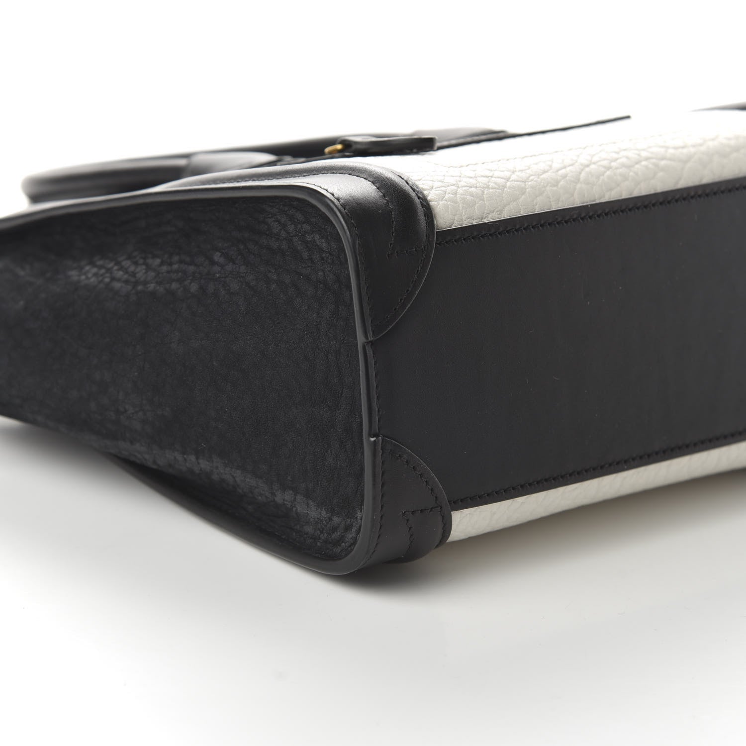 Celine Bullhide Calfskin Nubuck Bi-Color Nano Luggage Black White 6 of 9