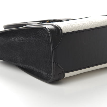 Celine Bullhide Calfskin Nubuck Bi-Color Nano Luggage Black White 6 of 9