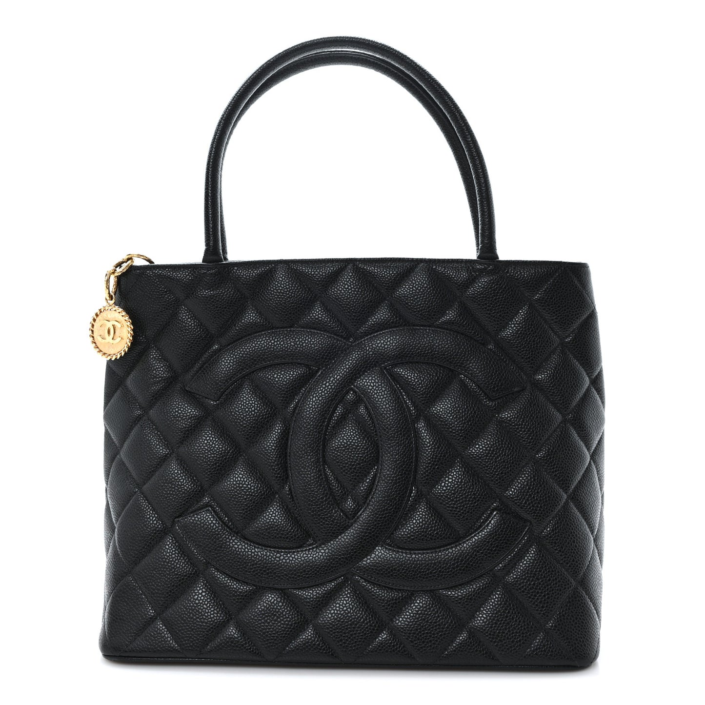 Caviar Quilted Medallion Tote Black
