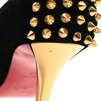 Christian Louboutin Suede Studded Zappa 100 Pumps 35 Black Gold 12 of 12