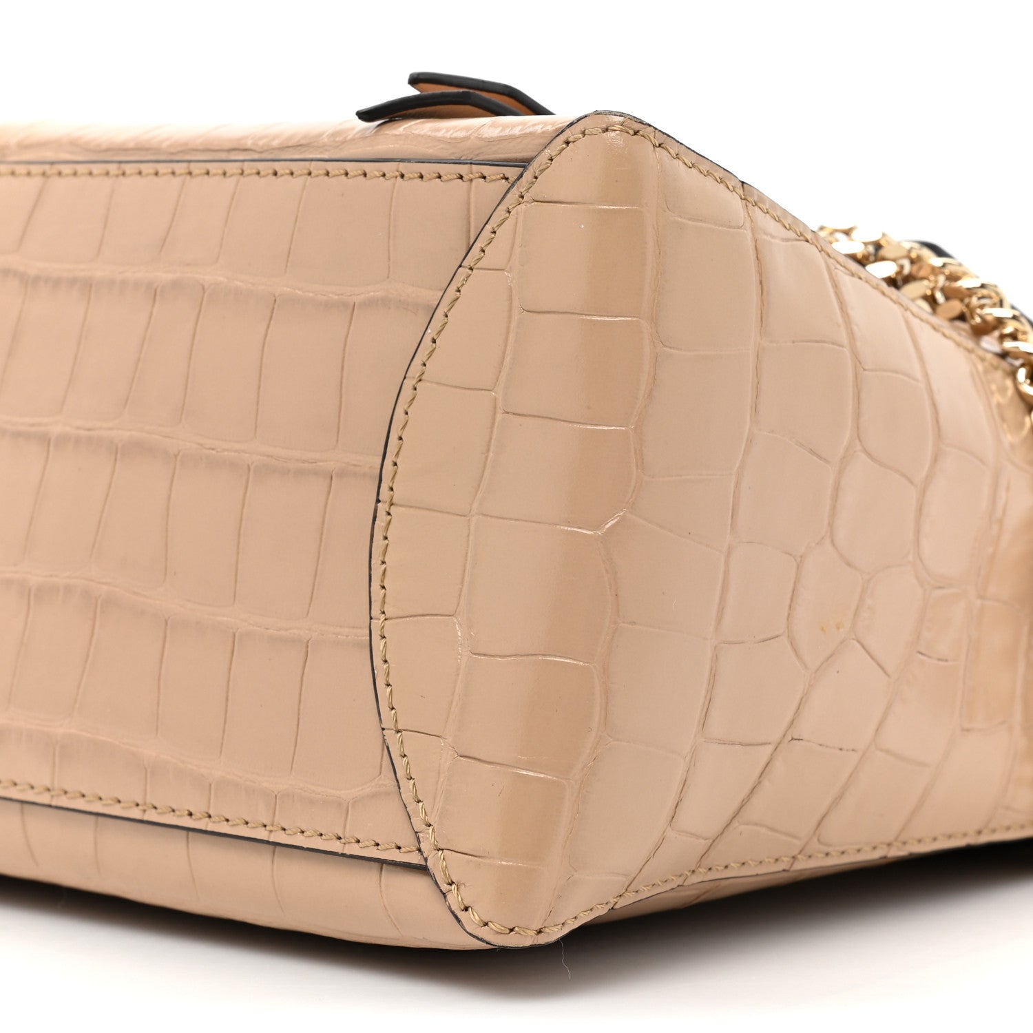 Chloe Calfskin Crocodile Embossed Small Faye Day Shoulder Bag Beige 8 of 12