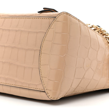 Chloe Calfskin Crocodile Embossed Small Faye Day Shoulder Bag Beige 8 of 12