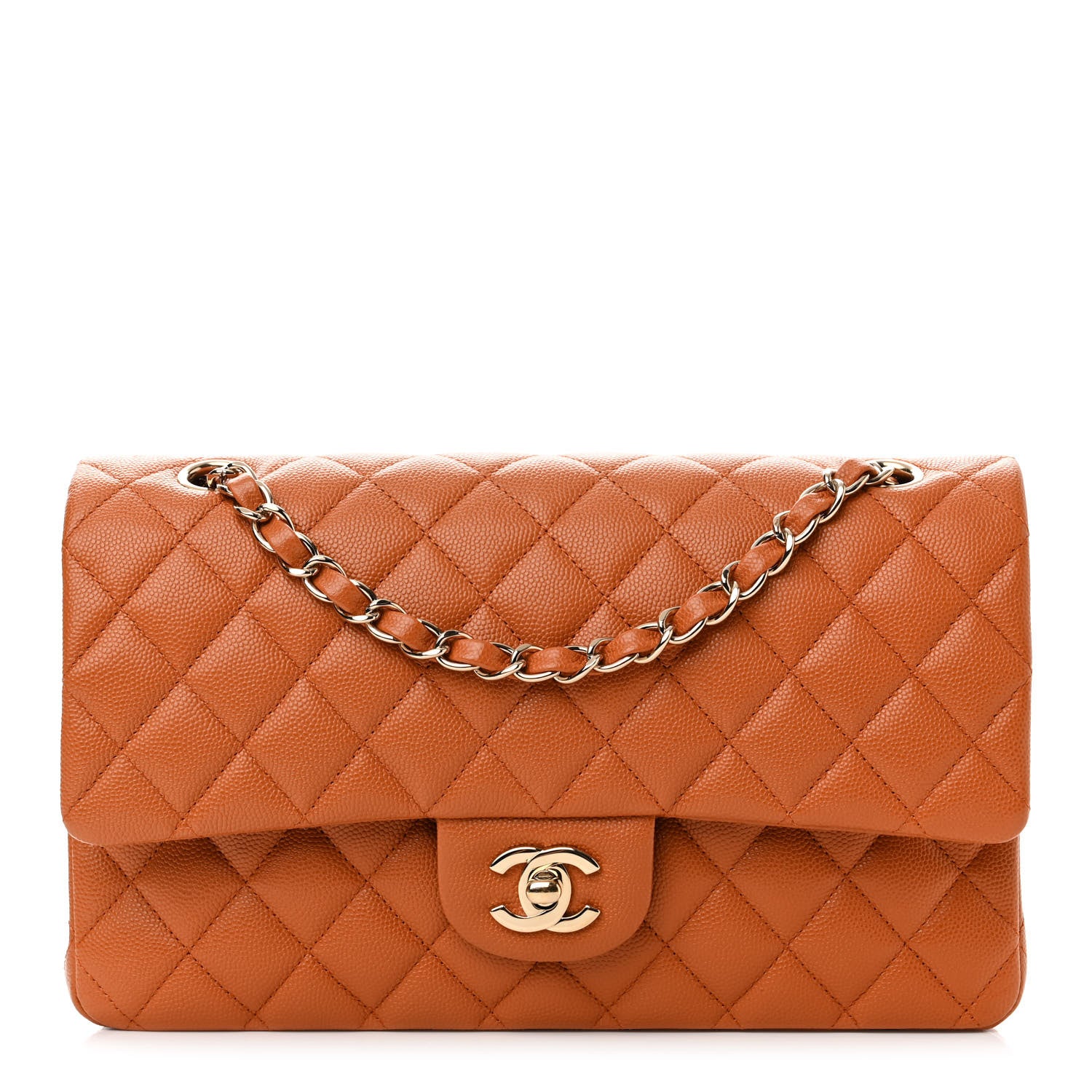 Chanel Caviar Quilted Medium Double Flap Light Brown 1 of 12