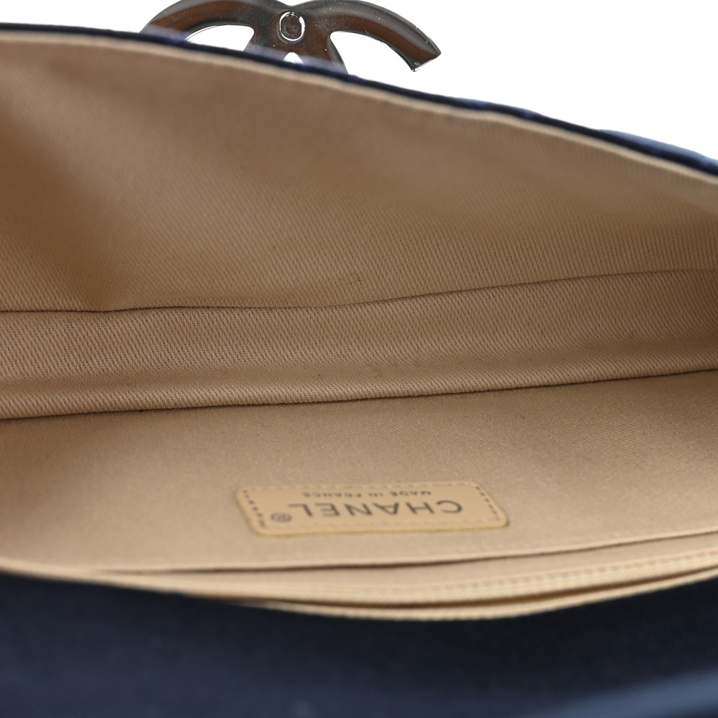 Canvas Quilted CC Cruise East West Flap Clutch Navy Blue