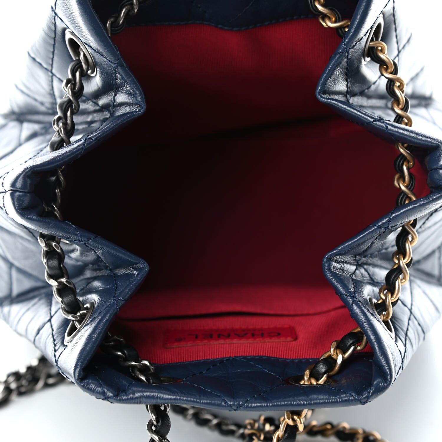 Chanel Aged Calfskin Quilted Small Gabrielle Backpack Blue Black 4 of 4