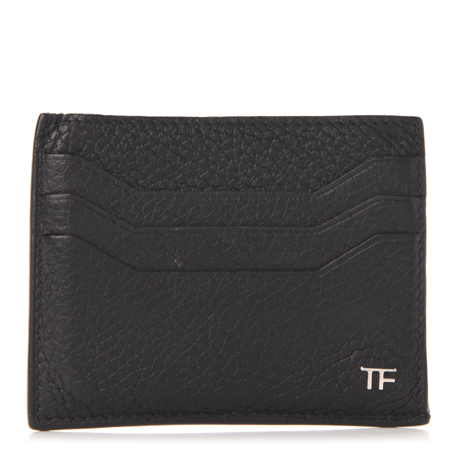 Tom Ford Grained Calfskin Open Side Card Holder Black 1 of 7