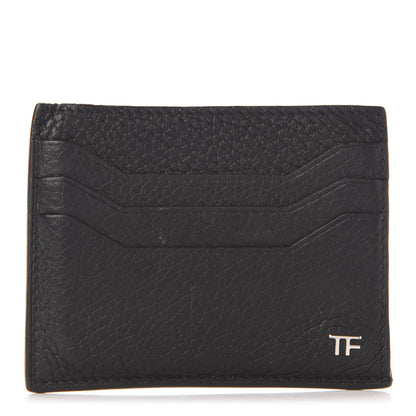 Tom Ford Grained Calfskin Open Side Card Holder Black 1 of 7