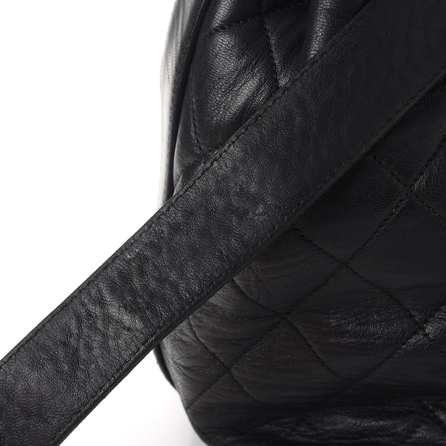Lambskin Quilted Drawstring Bag Black