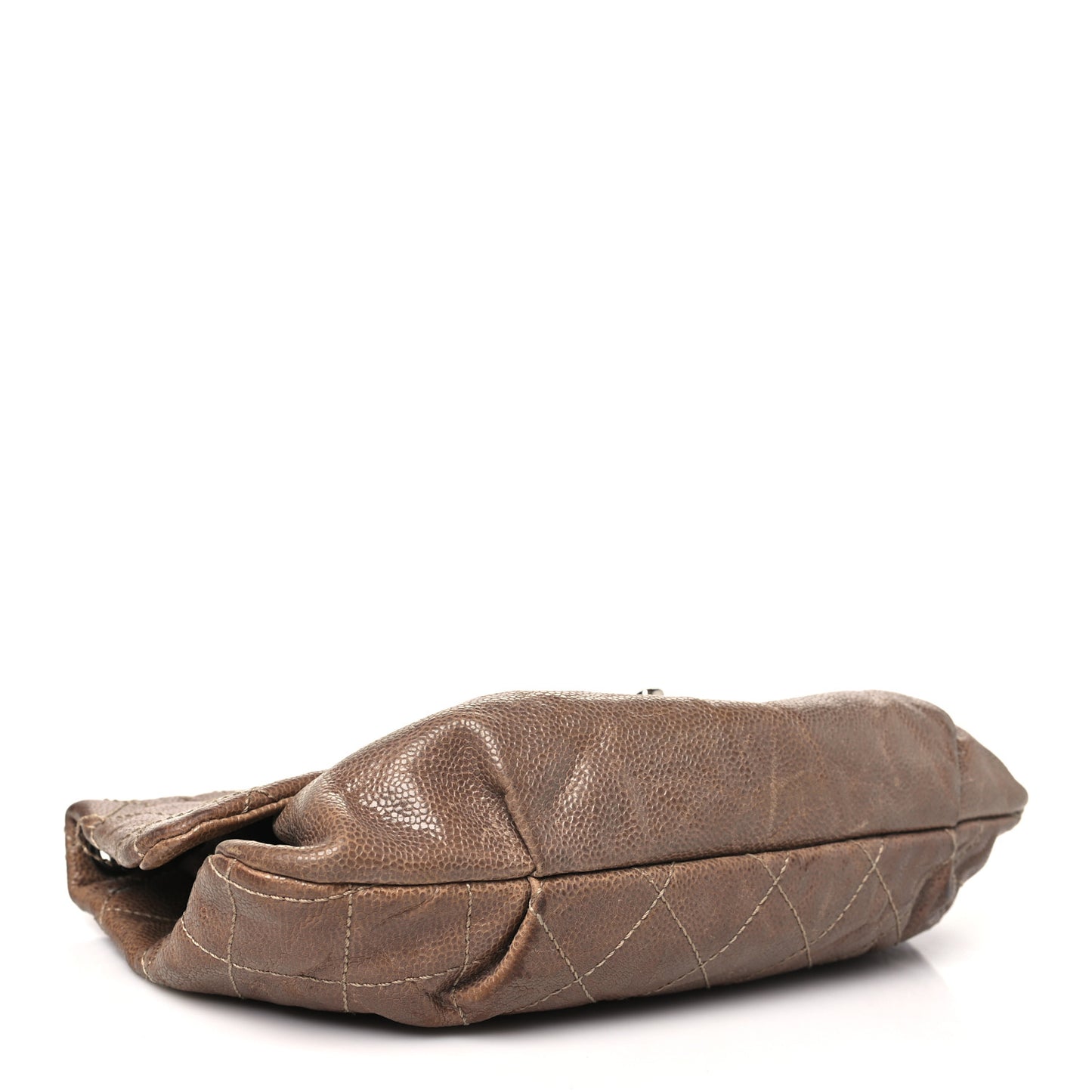 Caviar Quilted Medium Elastic Flap Brown