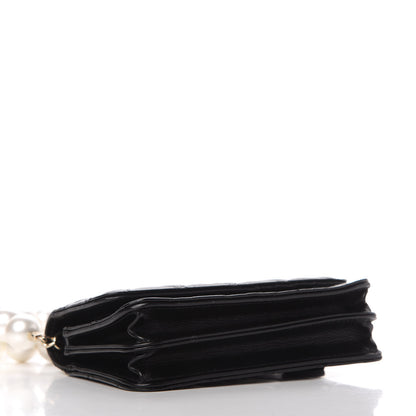 Chanel Calfskin Quilted Mini Maxi Pearls Wallet On Chain WOC Black 4 of 10