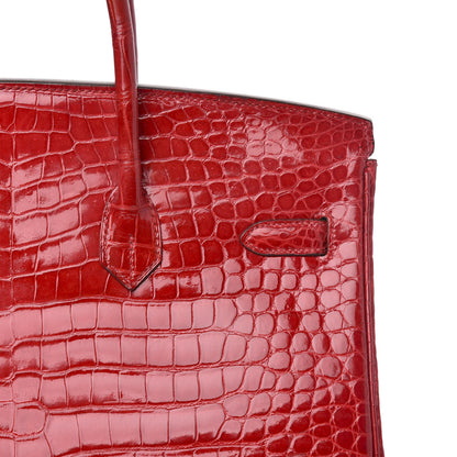 Hermes Shiny Porosus Crocodile Birkin 35 Braise 30 of 31