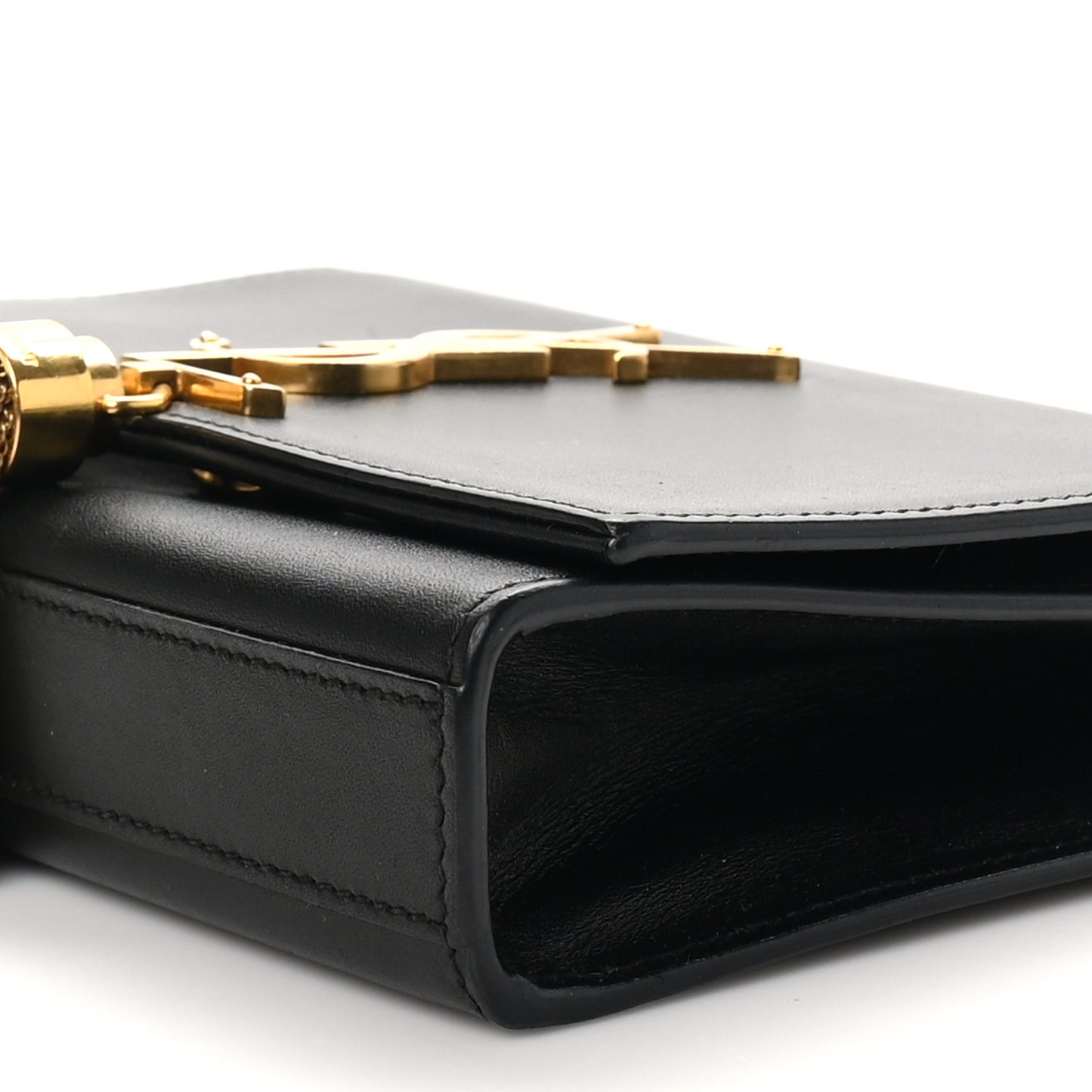 Calfskin Small Classic Monogram Kate Tassel Satchel Black