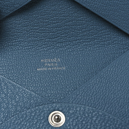 Hermes Chevre Mysore Calvi Card Case New Bleu Jean 6 of 7