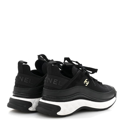 Chanel Velvet Calfskin Mixed Fibers CC Sneakers 38 Black 5 of 9