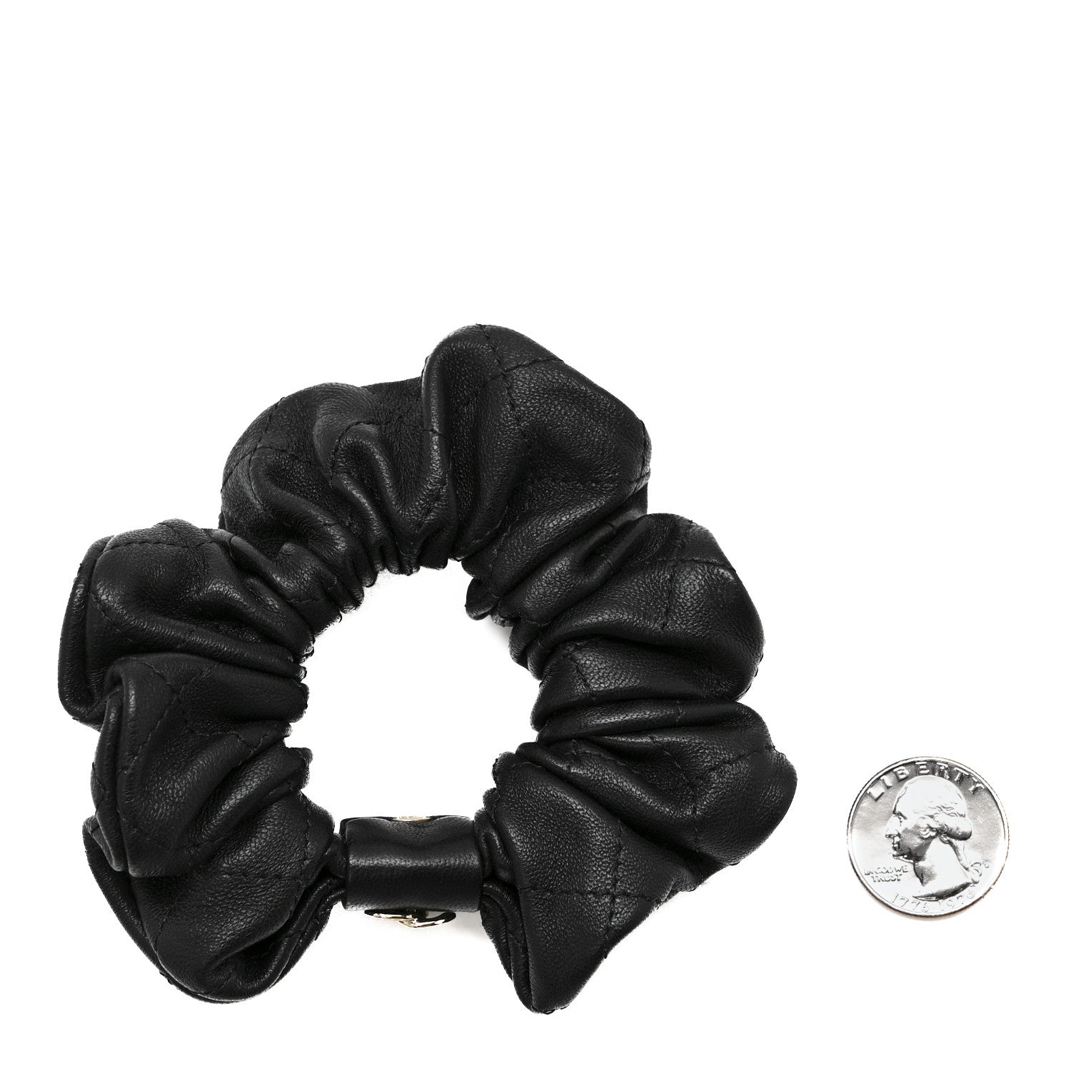 Chanel Lambskin Quilted CC Hair Scrunchie Black 2 of 4