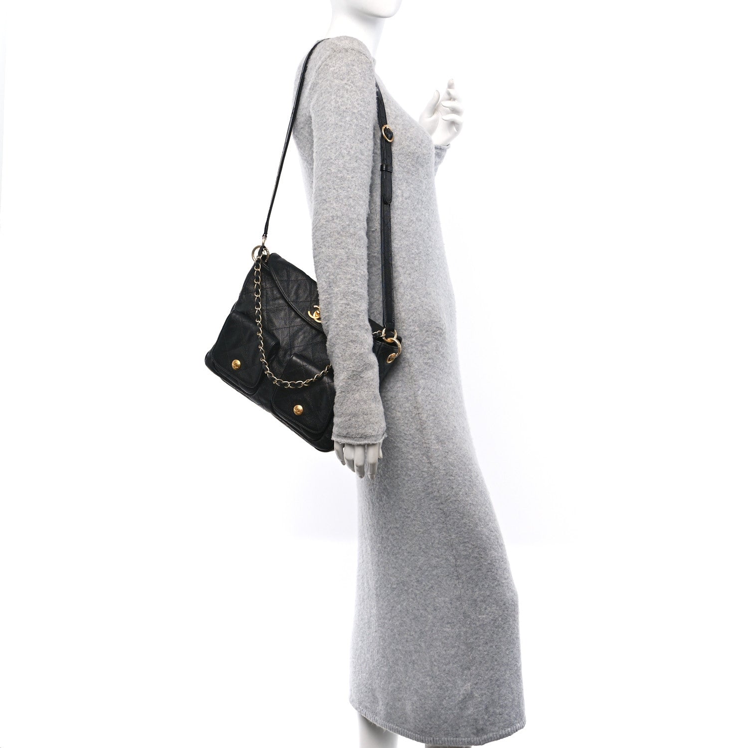 Chanel Caviar Quilted Supple Twins Hobo Bag Black 2 of 10