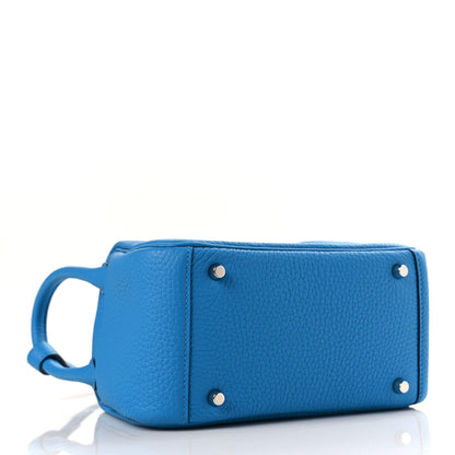 Hermes Taurillon Clemence Mini Lindy 20 Bleu Frida 4 of 11