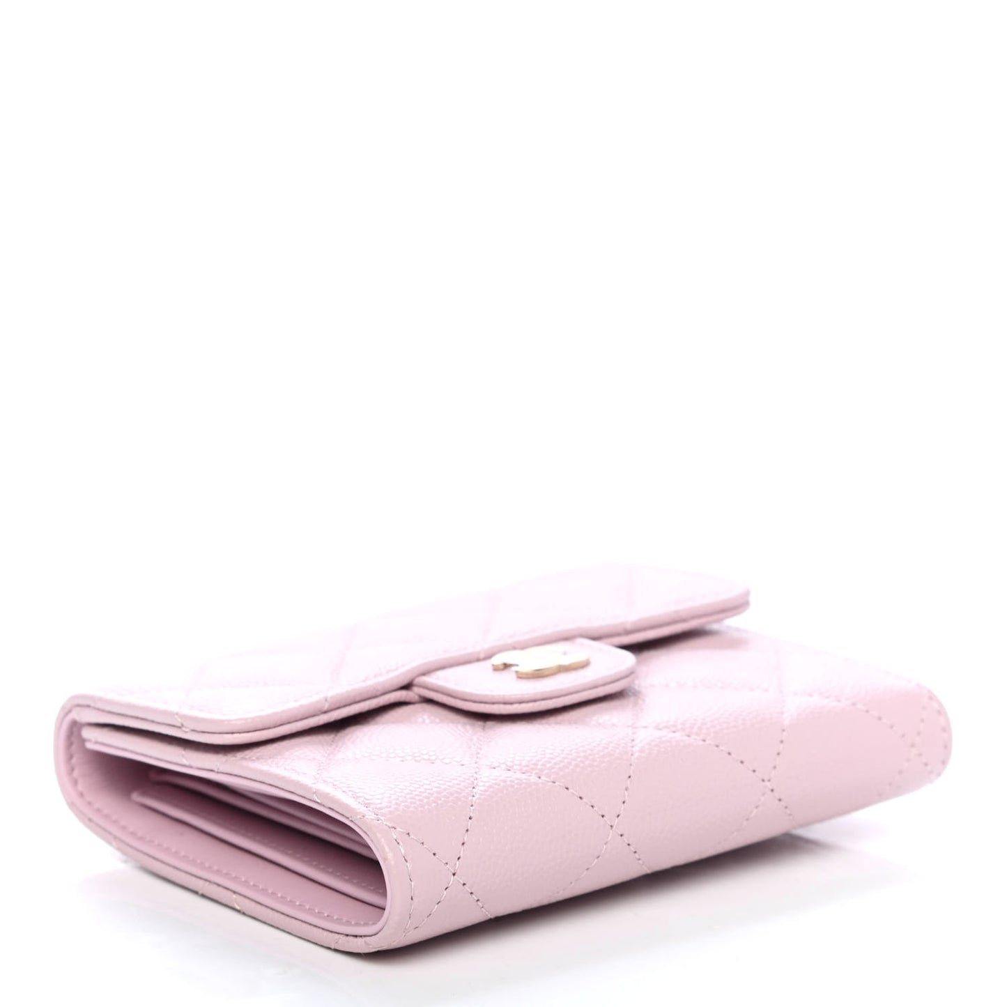 Caviar Quilted Compact Flap Wallet Light Pink