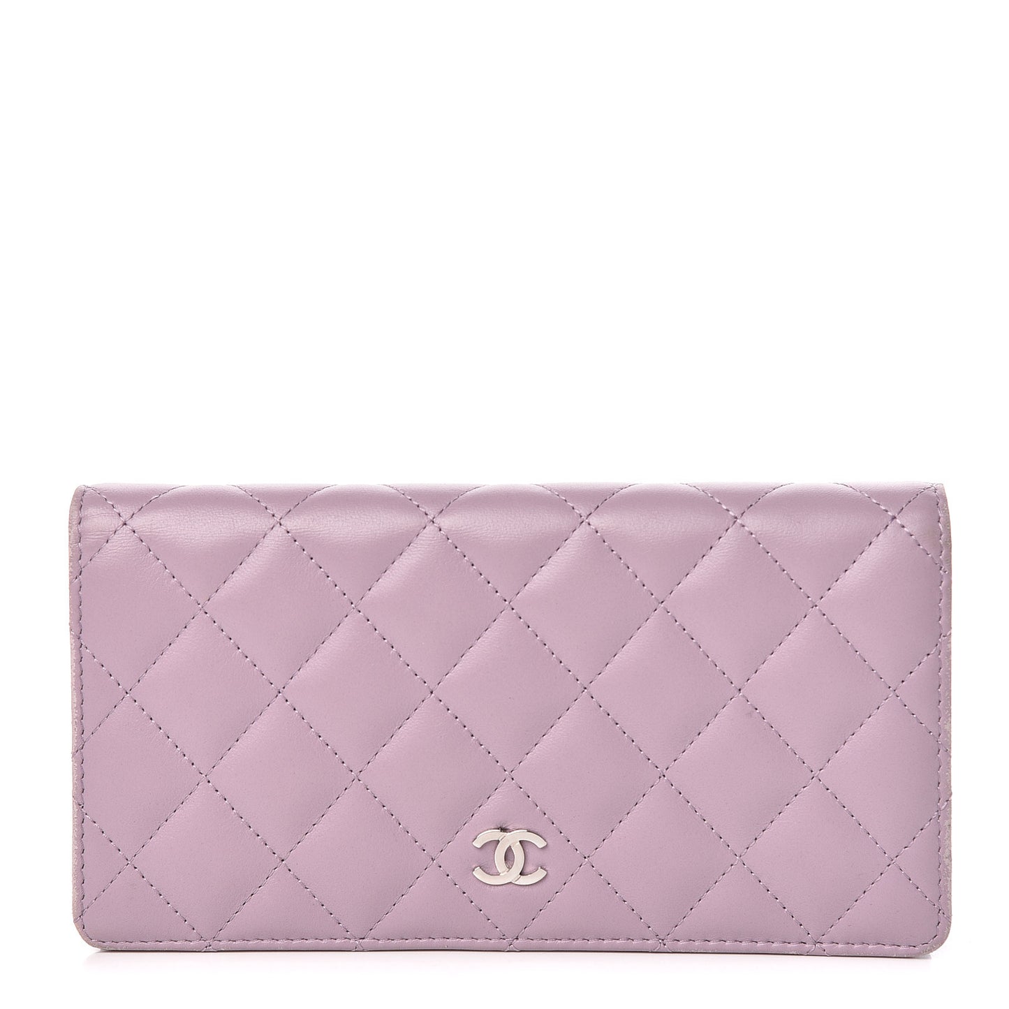 Lambskin Quilted Yen Wallet Lilac