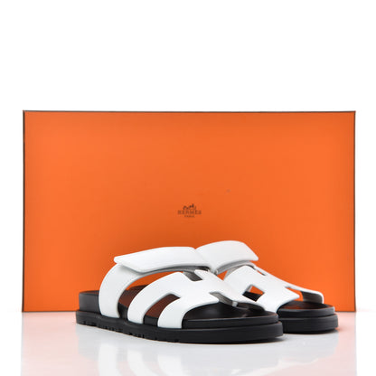 Hermes Calfskin Womens Chypre Sandals 36.5 White 10 of 10
