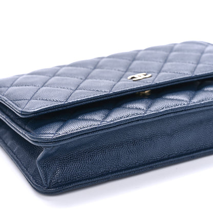Chanel Iridescent Caviar Quilted Wallet On Chain WOC Blue 9 of 10