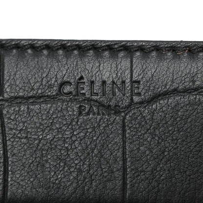 Celine Calfskin Crocodile Embossed Medium Phantom Luggage Black 6 of 14