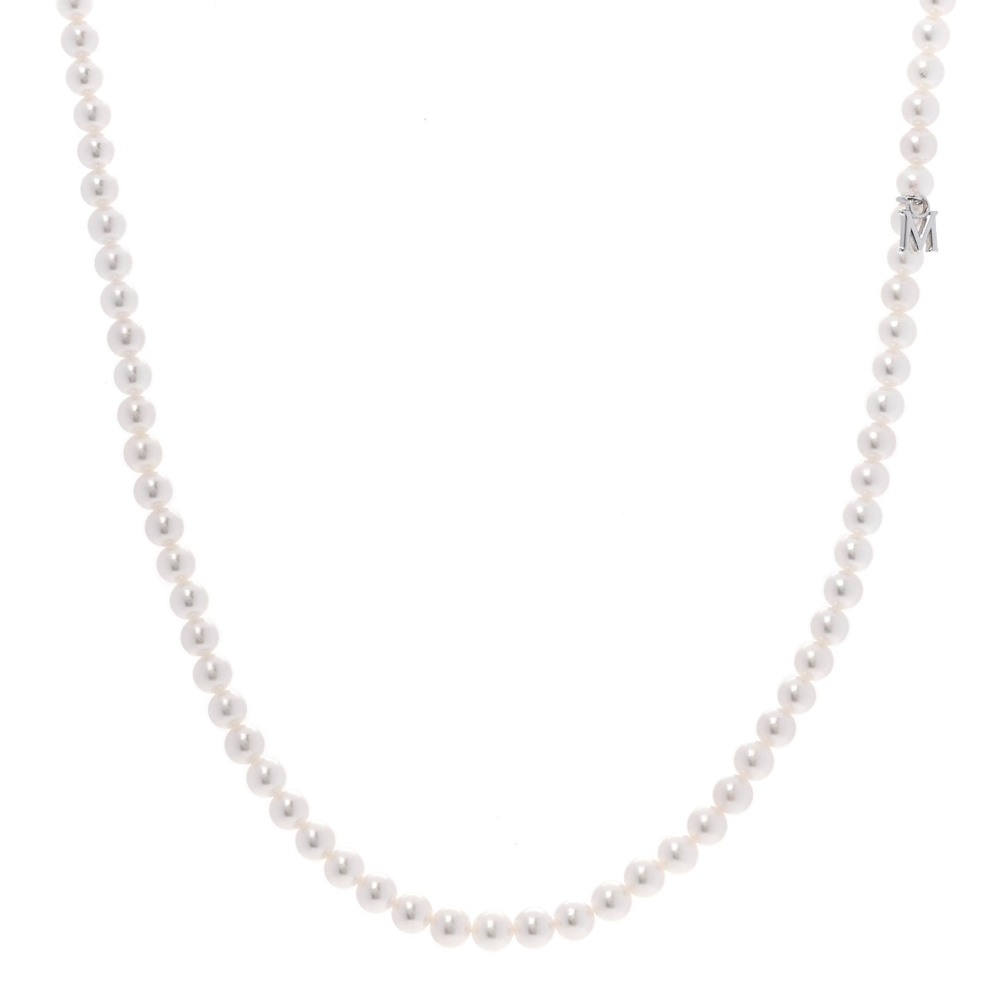 18K White Gold Akoya Cultured Pearl 4mm Strand Necklace 16"