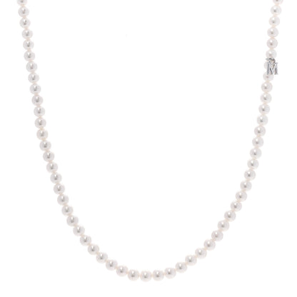 Mikimoto 18K White Gold Akoya Cultured Pearl 4mm Strand Necklace 16" 1 of 6