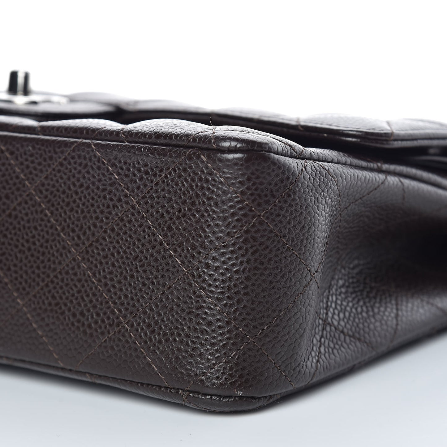 Caviar Quilted Medium Double Flap Brown