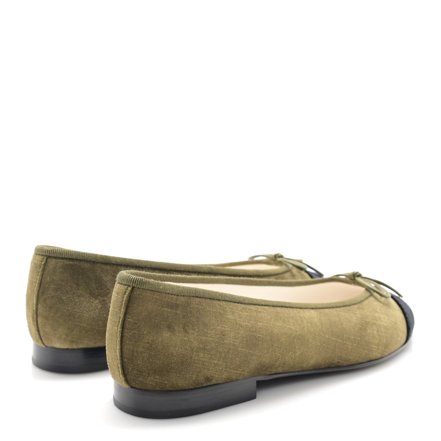 Velvet Cap Toe CC Ballerina Flats 36 Khaki Black