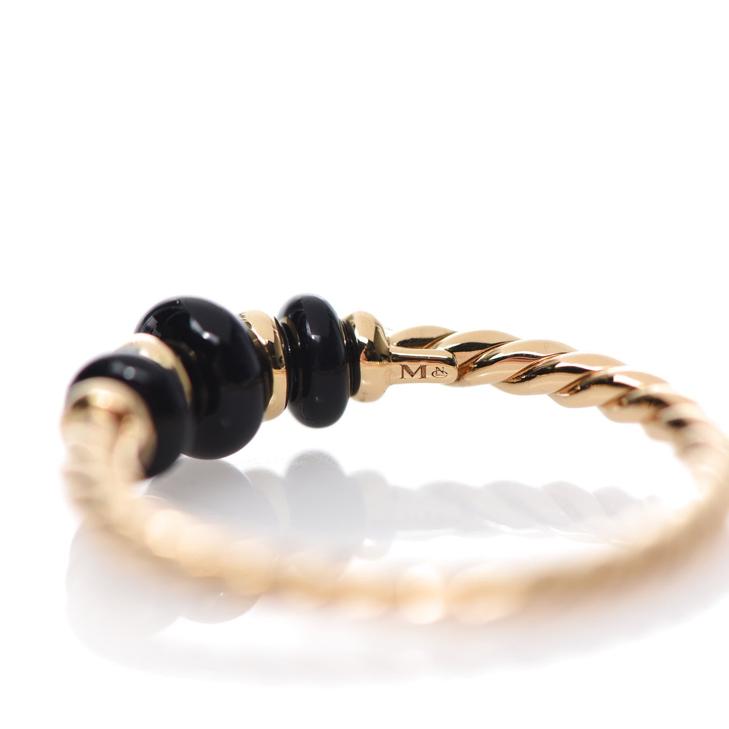 David Yurman 18K Yellow Gold Black Onyx Rio Rondelle Ring 54 6.75 5 of 5