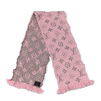 Louis Vuitton Wool Silk Logomania Shine Scarf Pink 2 of 3