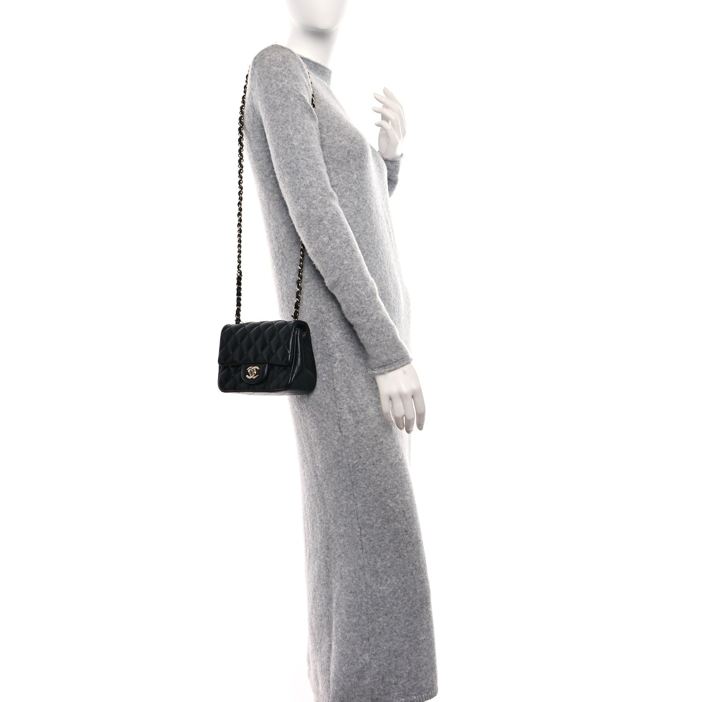 Lambskin Quilted Mini Square Flap Black