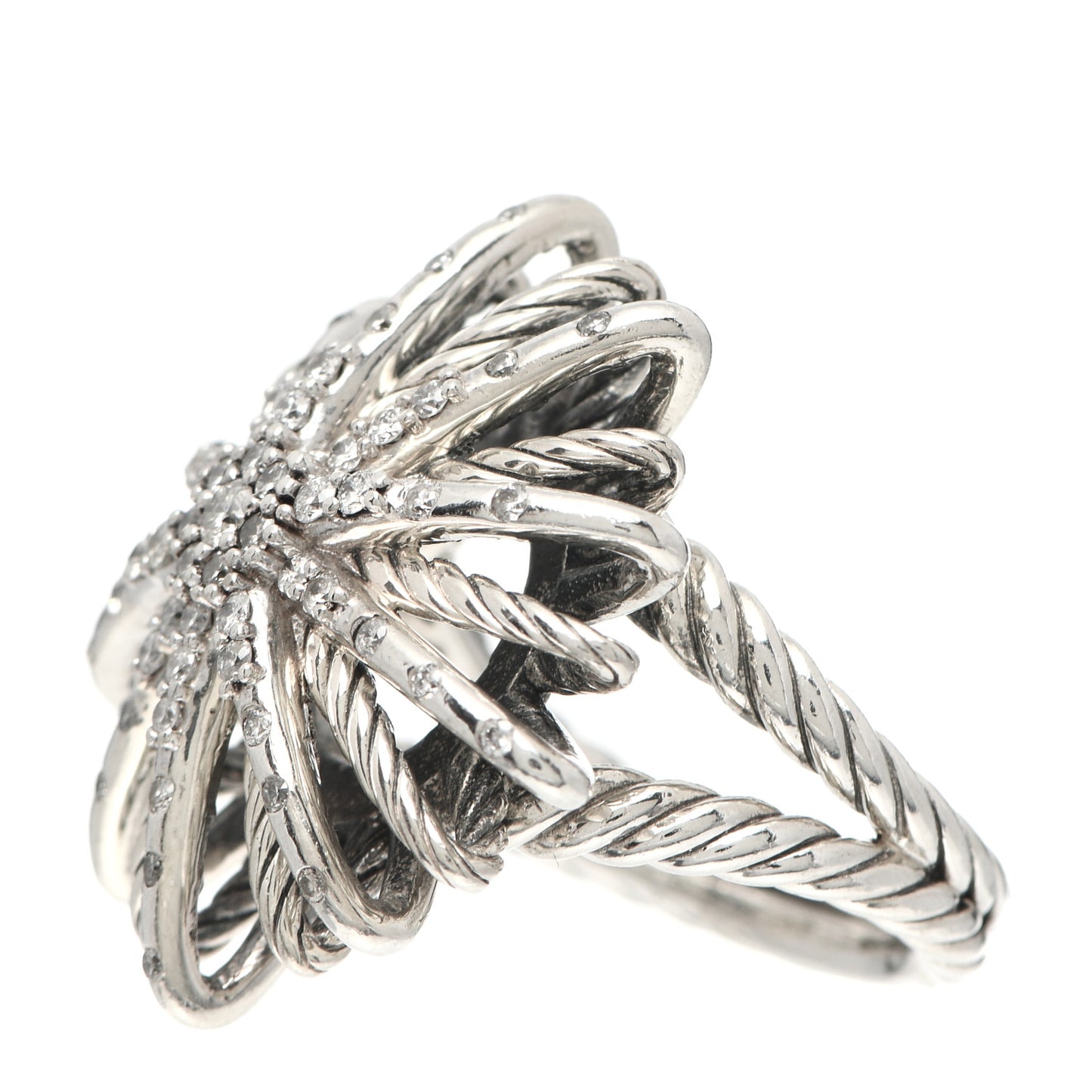 Sterling Silver Diamond 25mm Starburst Ring 51 5.75