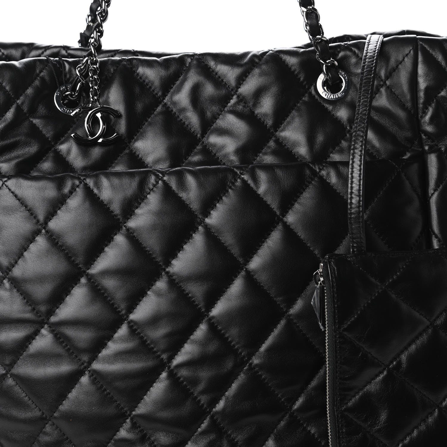 Chanel Lambskin Quilted Large Week End on Mars Tote Black 10 of 10