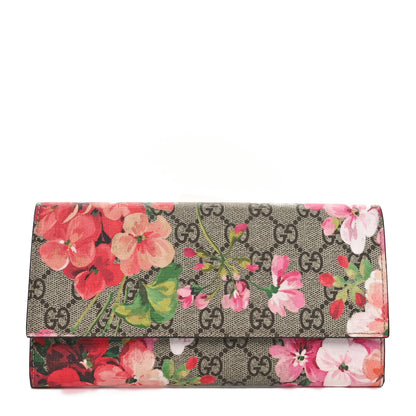 Gucci GG Supreme Monogram Blooms Continental Wallet Beige Multicolor Dry Rose 1 of 10