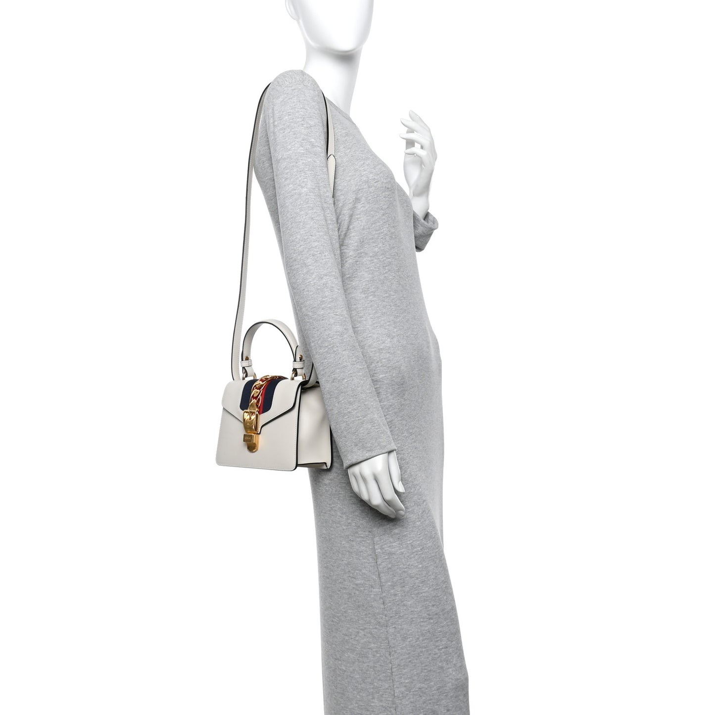 Calfskin Mini Sylvie Top Handle Bag White