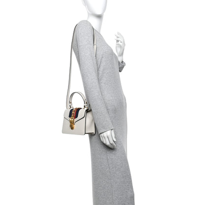 Gucci Calfskin Mini Sylvie Top Handle Bag White 2 of 10