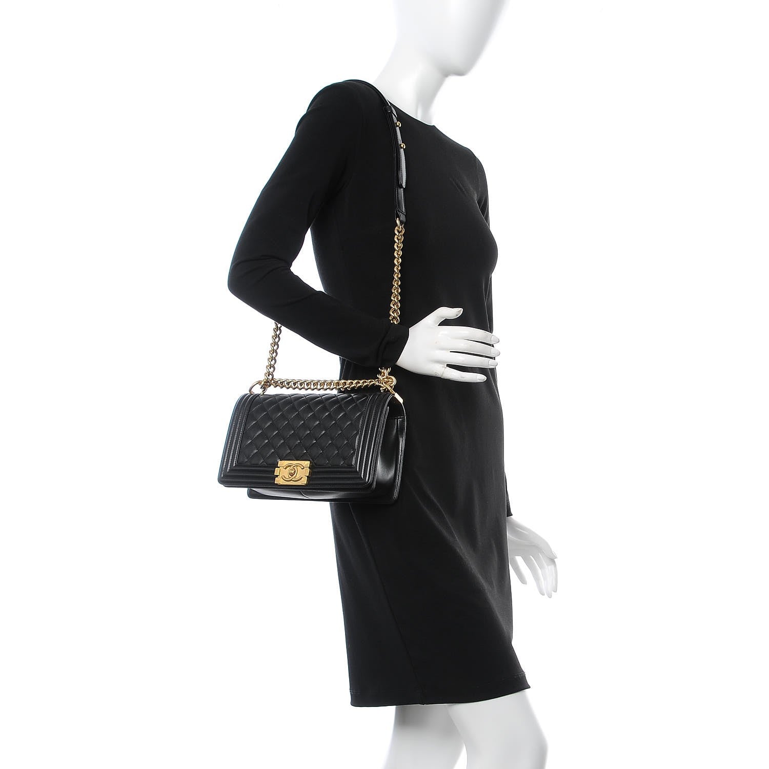 Chanel Lambskin Quilted Medium Boy Flap Black 2 of 7
