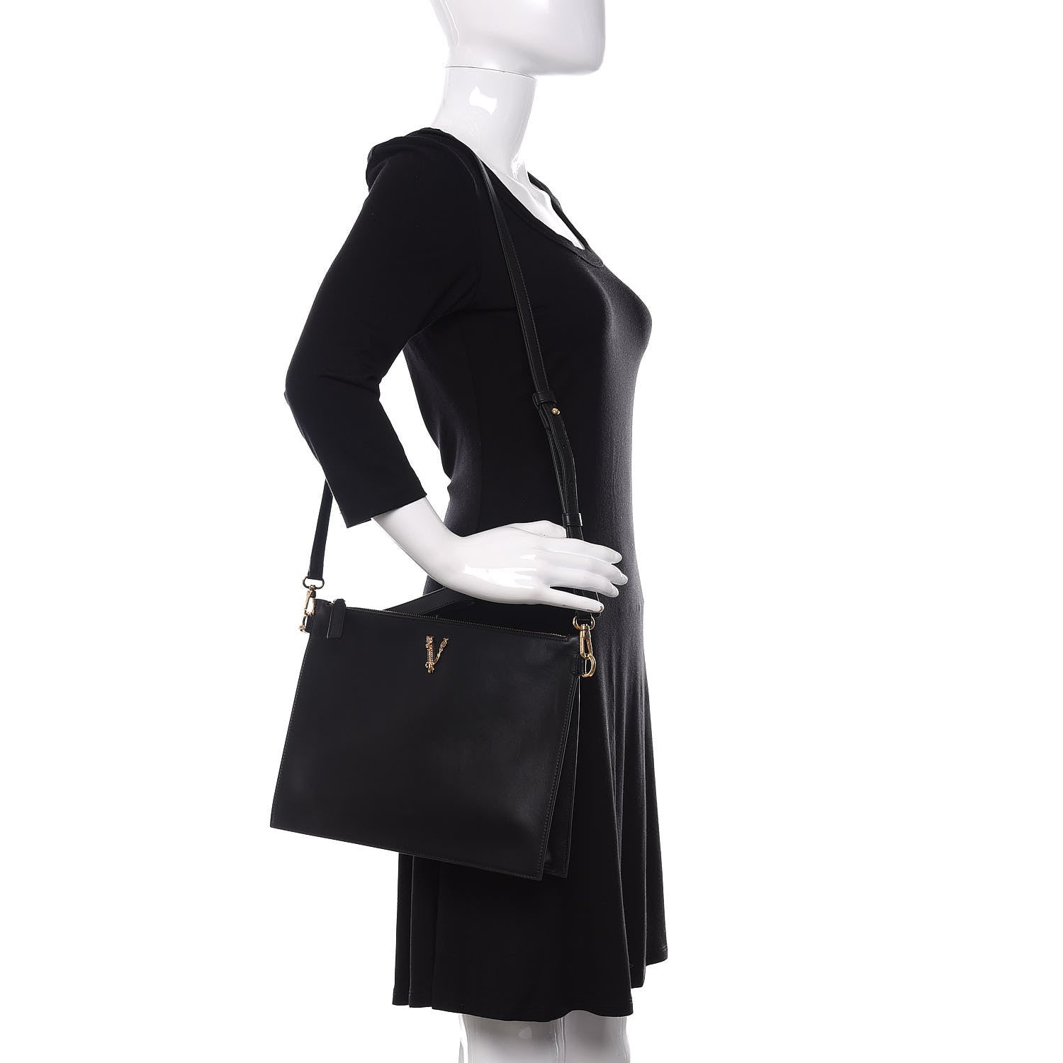 Versace Vitello Virtus Shoulder Bag Black 2 of 9