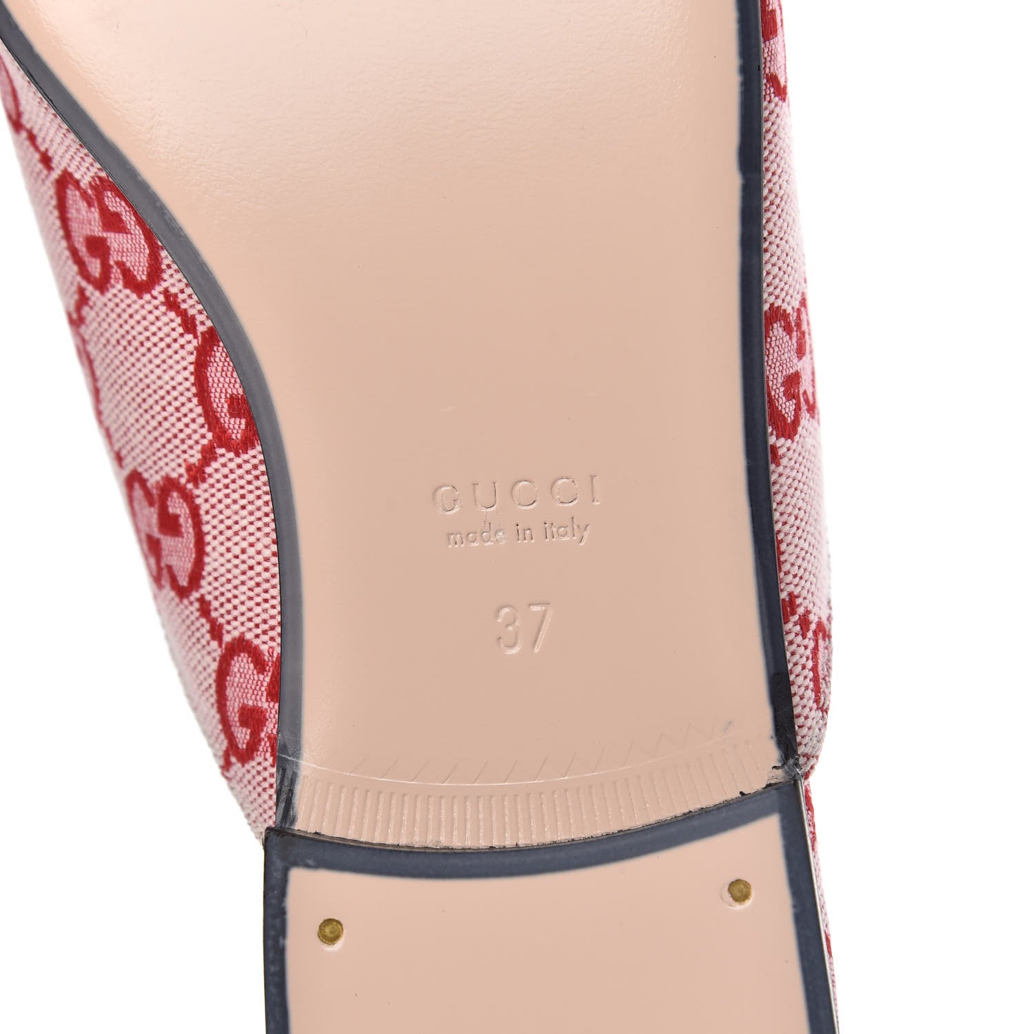 Gucci Canvas GG Monogram Horsebit Womens Princetown Slippers 37 Gardenia Hibiscus Red 7 of 9