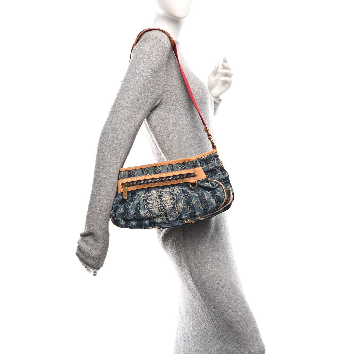 Louis Vuitton Denim Raye Porte Epaule MM 2 of 13