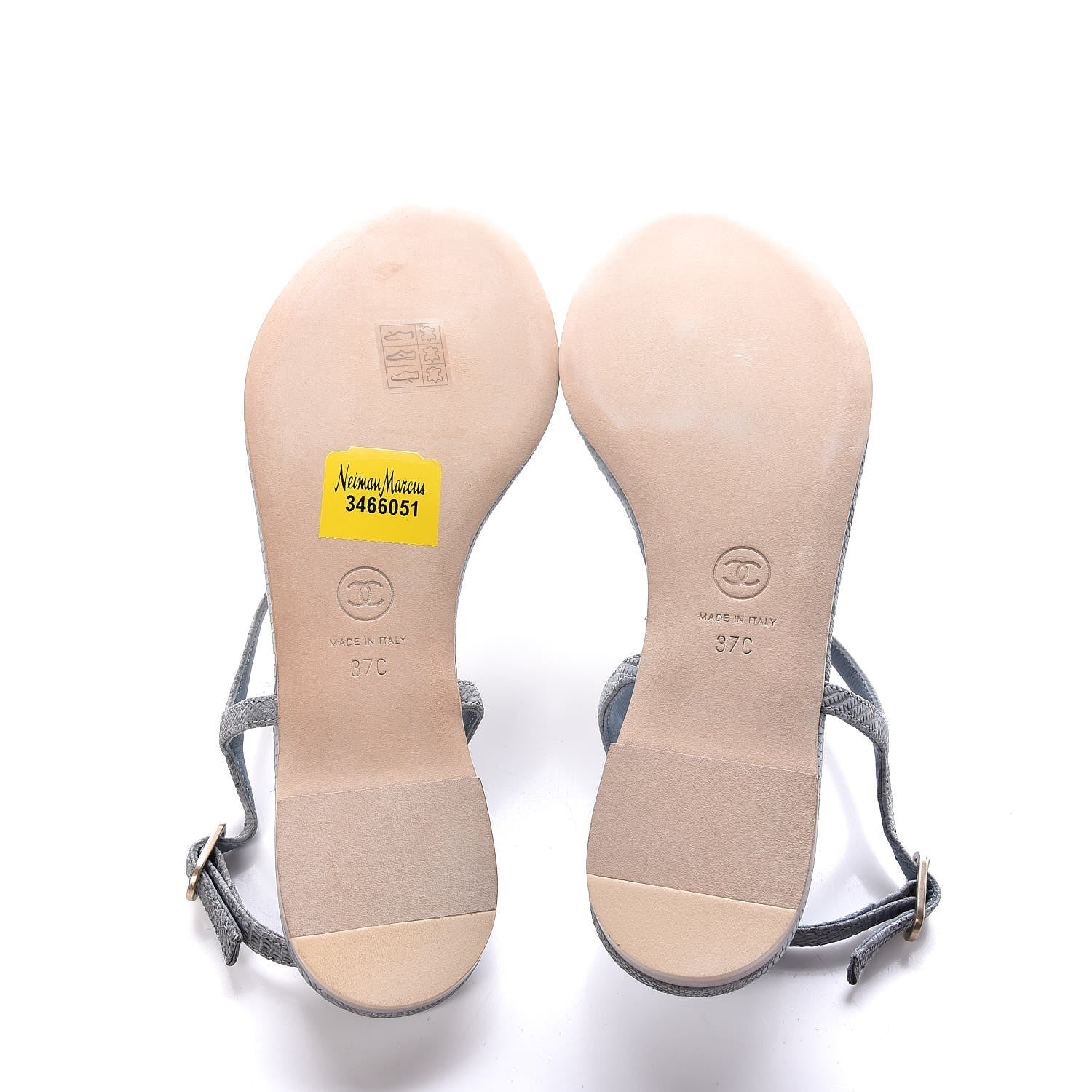 Chanel Lizard Pearl CC Sandals 37 Light Blue 5 of 9