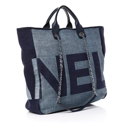 Chanel Canvas Large Shopping Tote Dark Blue 3 of 10