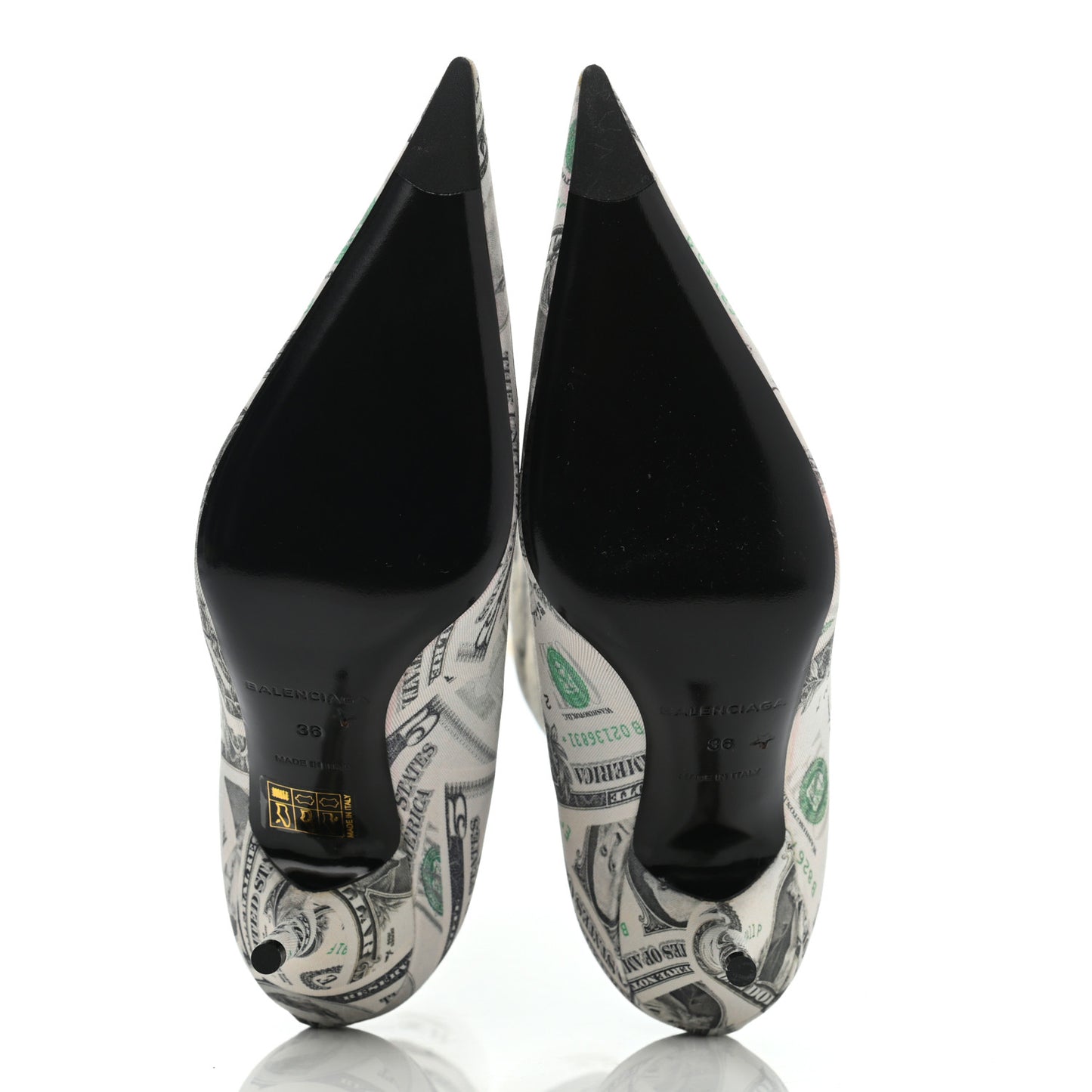 Spandex Dollars Print Extreme Pointed Toe Knife Ankle Boots 36 Vert