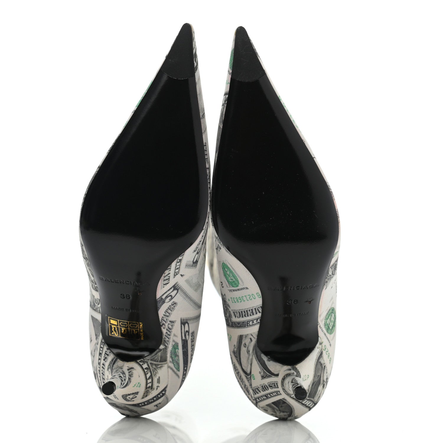 Balenciaga Spandex Dollars Print Extreme Pointed Toe Knife Ankle Boots 36 Vert 5 of 7