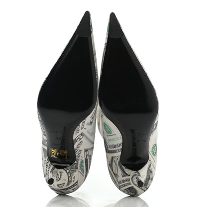 Balenciaga Spandex Dollars Print Extreme Pointed Toe Knife Ankle Boots 36 Vert 5 of 7