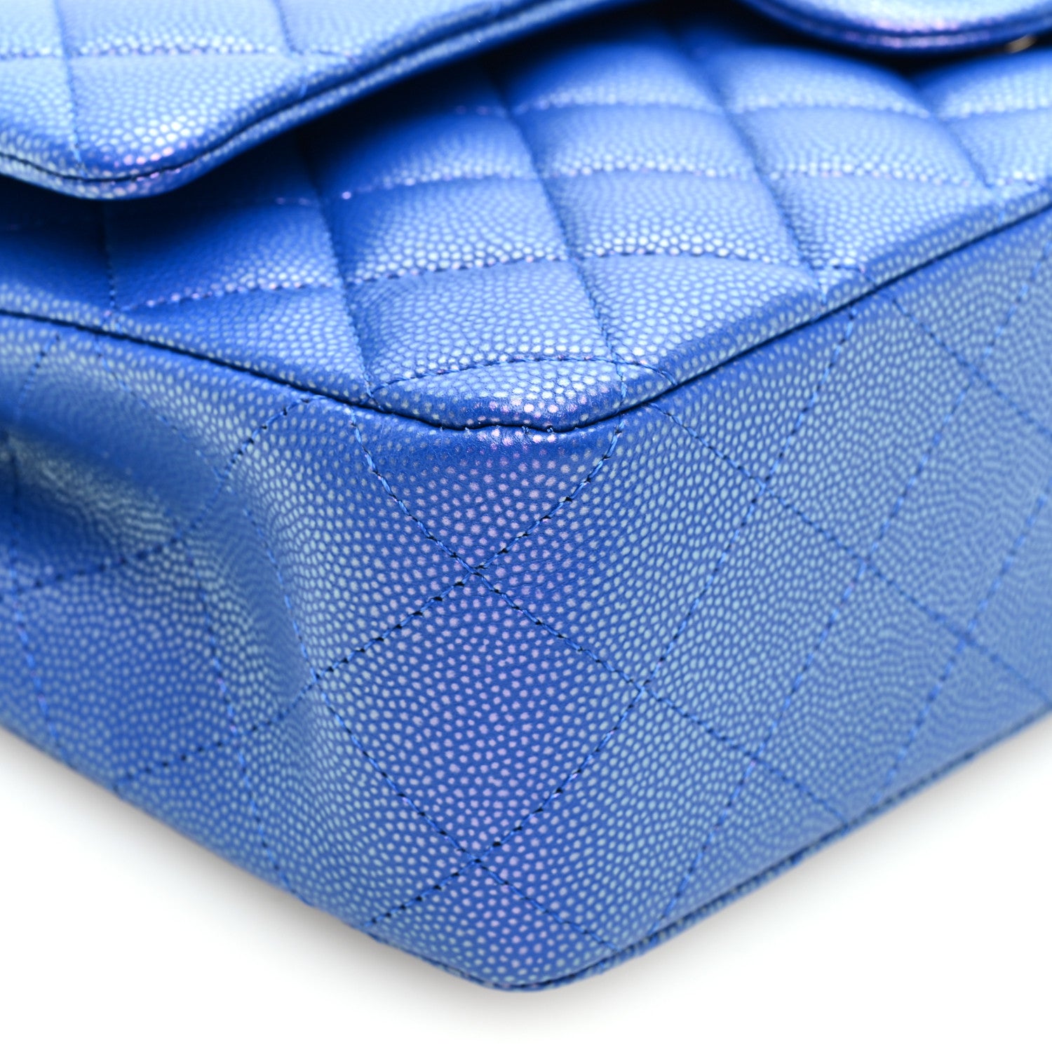 Chanel Iridescent Caviar Quilted Medium Double Flap Blue 9 of 11